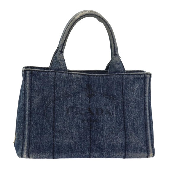 PRADA Canapa PM Hand Bag Denim Blue Auth yk13168 - Picture 1 of 16